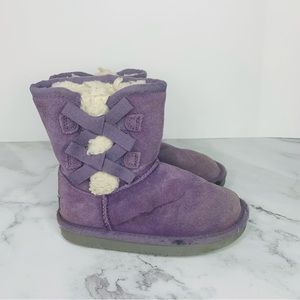 Koolaburra by UGG Girl's Size 11 Short Purple Suede Winter Boots Sheepskin Suede